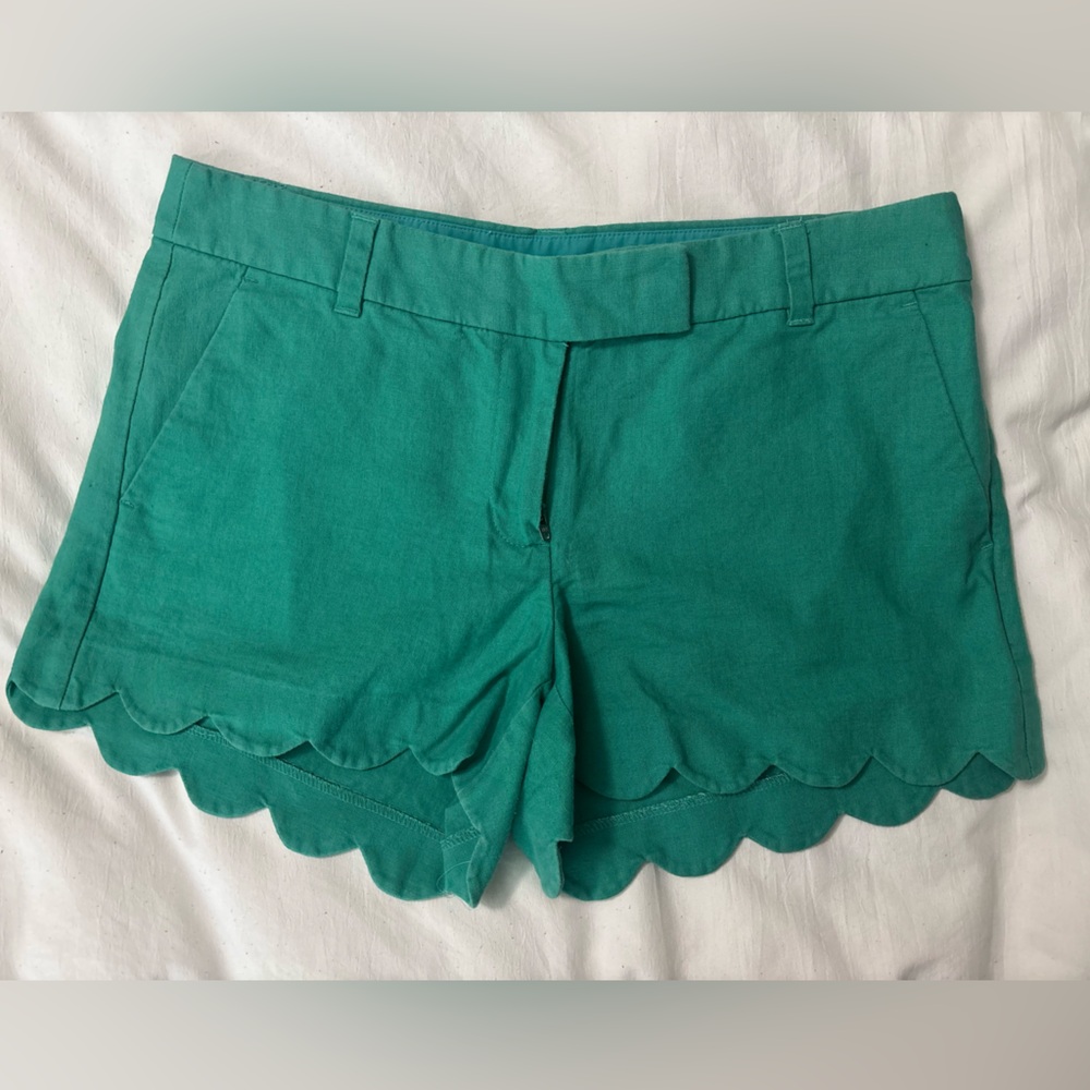 J. Crew Green Scalloped Hem Women's Shorts